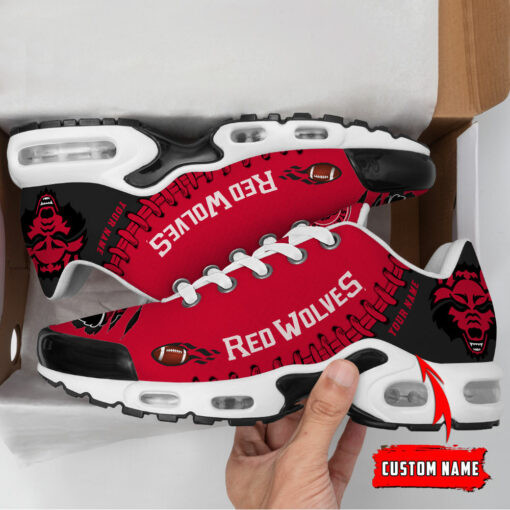 Personalized Arkansas State Red Wolves Team Logo Rugby Ball Pattern TN Air Max Shoes Air Cushion Sneakers