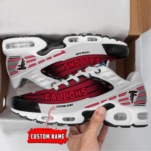 Personalized Atlanta Falcons Black And Team Color Stripes White TN Shoes Air Cushion Sneakers