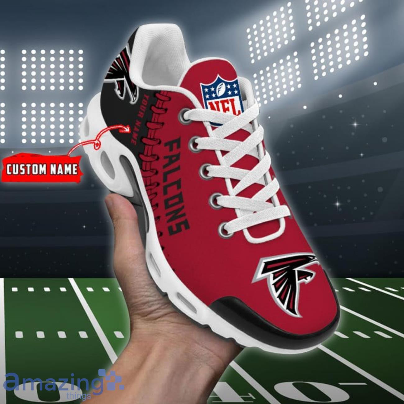 Personalized Atlanta FalconsTeam Logo Rugby Ball Pattern TN Air Max Shoes Air Cushion Sneakers