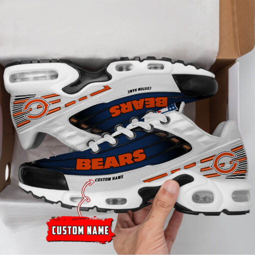 Personalized Chicago Bears Black And Team Color Stripes White TN Air Max Shoes Air Cushion Sneakers