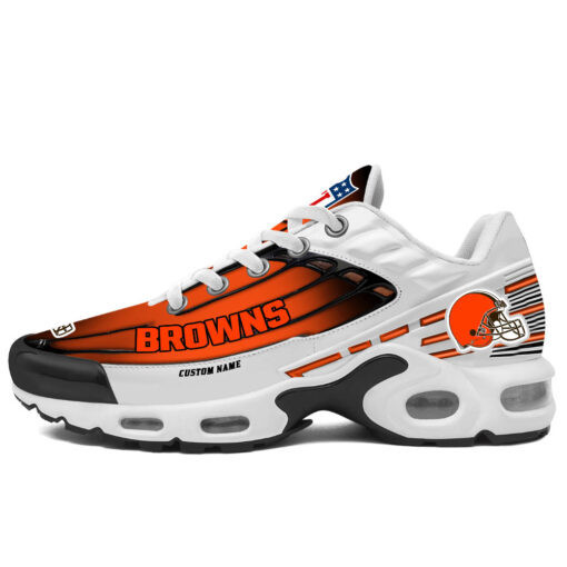 Personalized Cleveland BrownsBlack And Team Color Stripes White TN Air Max Shoes Air Cushion Sneakers