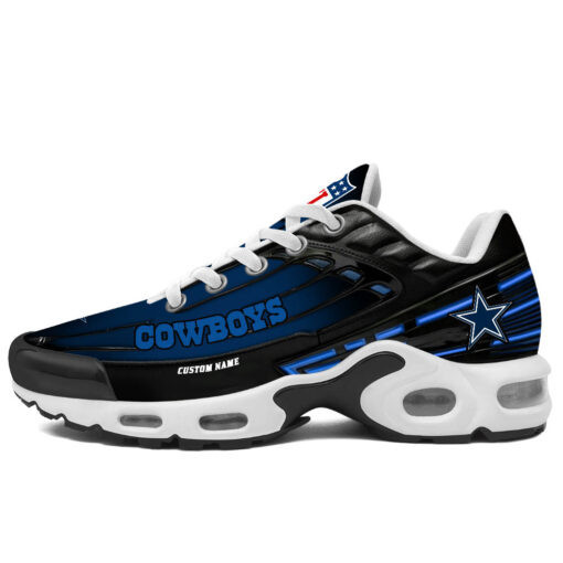 Personalized Dallas CowboysBlack And Team Color Stripes Black TN Air Max Shoes Air Cushion Sneakers