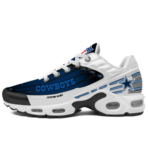 Personalized Dallas CowboysBlack And Team Color Stripes White TN Air Max Shoes Air Cushion Sneakers