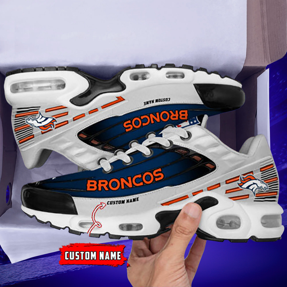 Personalized Denver BroncosBlack And Team Color Stripes White TN Air Max Shoes Air Cushion Sneakers