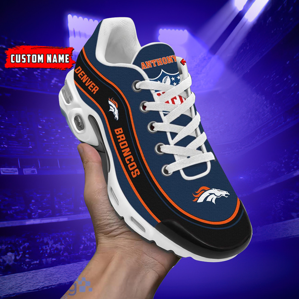 Personalized Denver BroncosTeam Logo Team Name On Black TN Air Max Shoes Air Cushion Sneakers