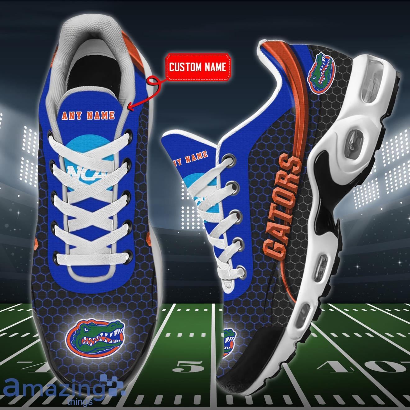 Personalized Florida Gators Team Logo Hexagon Pattern Team Color TN Air Max Shoes Air Cushion Sneakers