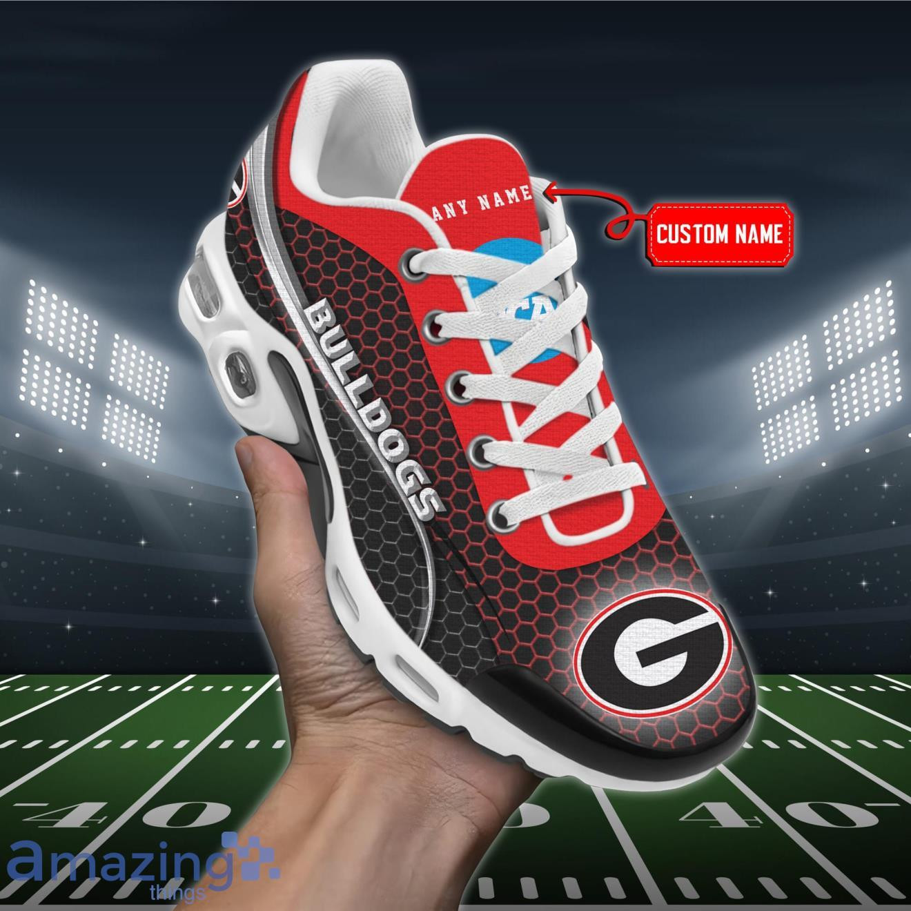 Personalized Georgia Bulldogs Team Logo Hexagon Pattern Team Color TN Air Max Shoes Air Cushion Sneakers