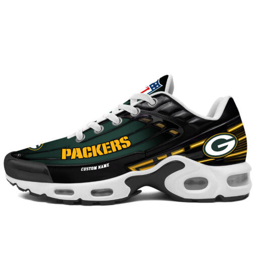Personalized Green Bay PackersBlack And Team Color Stripes Black TN Air Max Shoes Air Cushion Sneakers