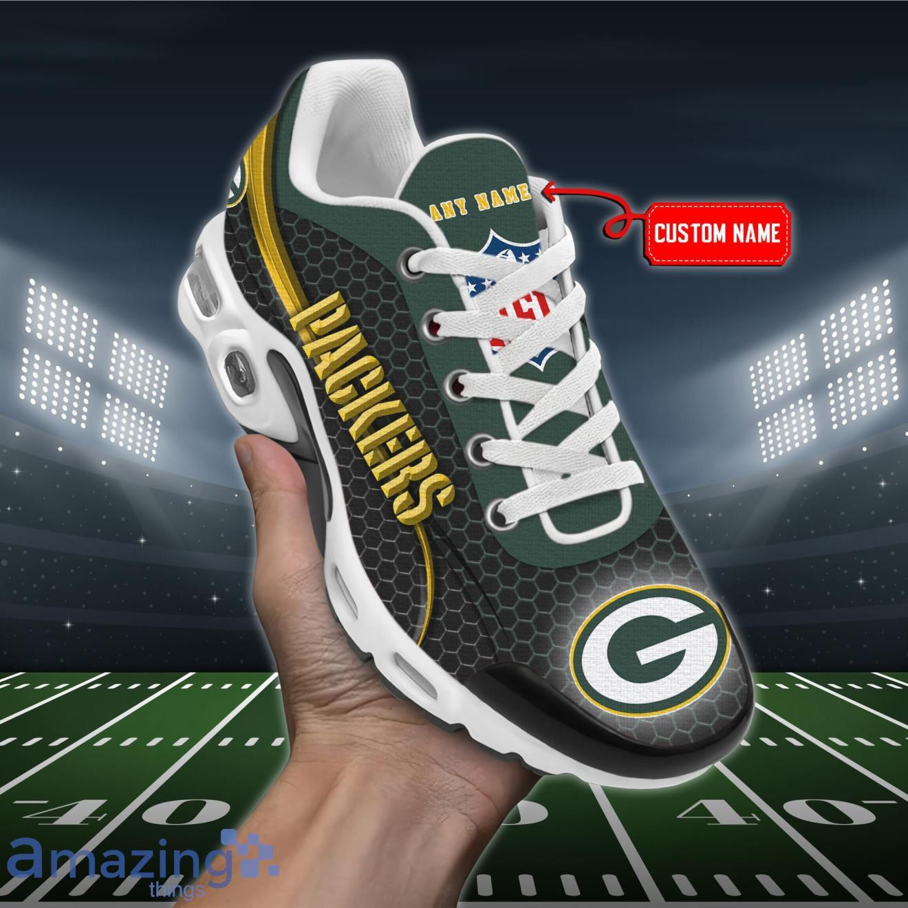 Personalized Green Bay PackersTeam Logo Hexagon Pattern Team Color TN Air Max Shoes Air Cushion Sneakers