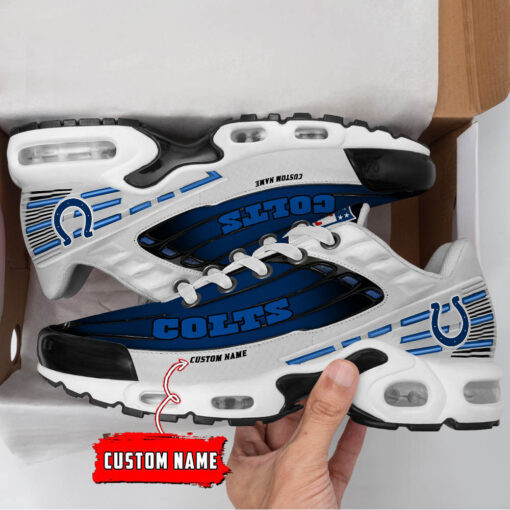 Personalized Indianapolis Colts Black And Team Color Stripes White TN Air Max Shoes Air Cushion Sneakers