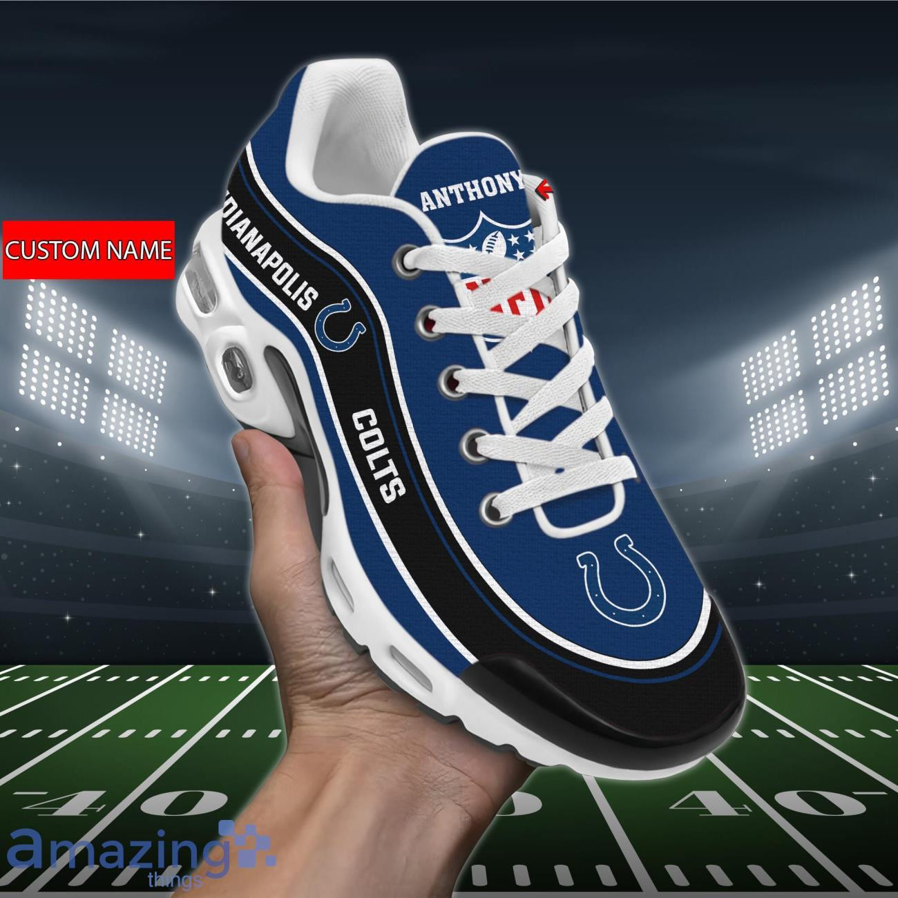 Personalized Indianapolis ColtsTeam Logo Team Name On Black TN Air Max Shoes Air Cushion Sneakers