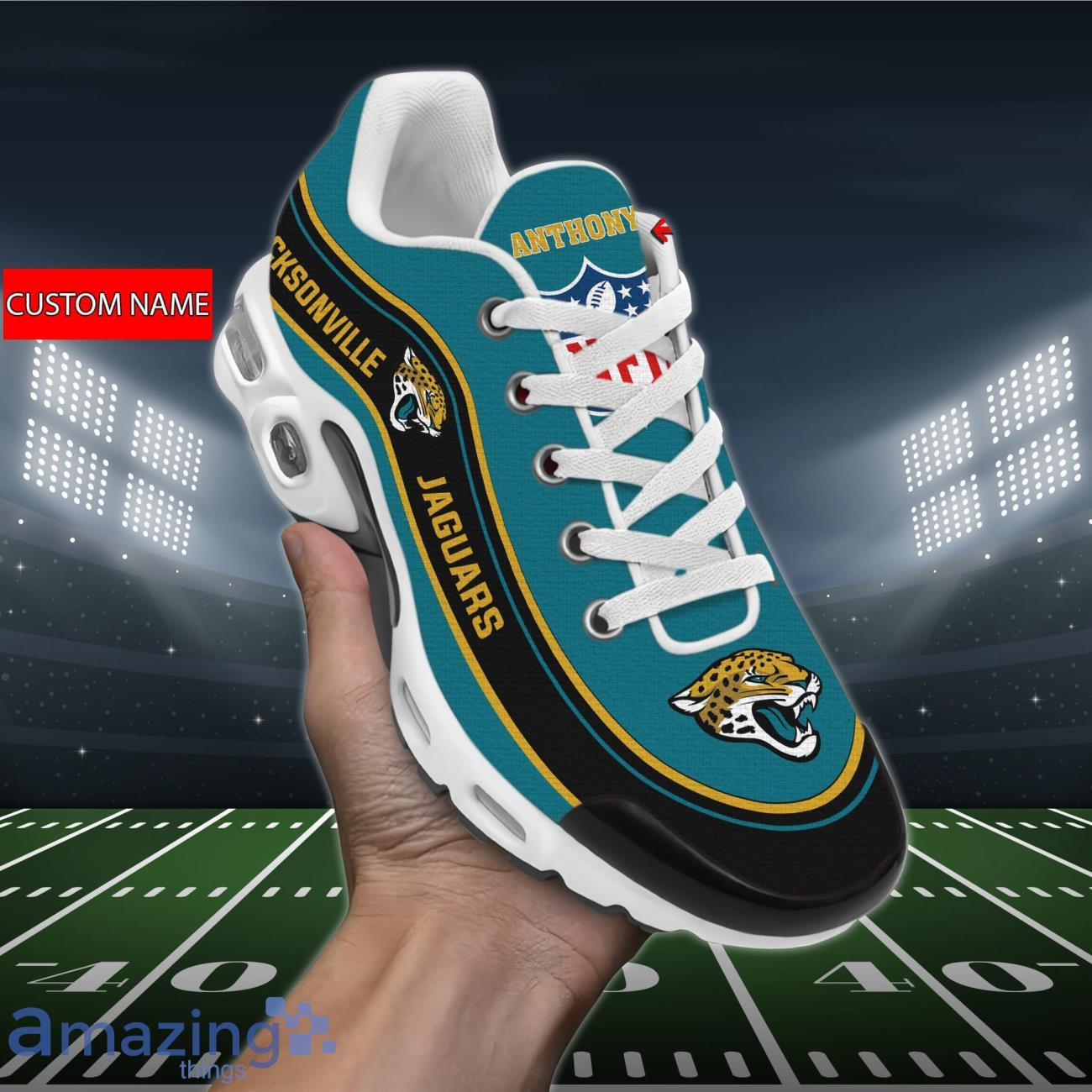 Personalized Jacksonville JaguarsTeam Logo Team Name On Black TN Air Max Shoes Air Cushion Sneakers