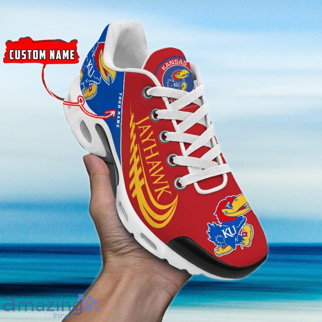Personalized Kansas Jayhawks Team Logo And Color TN Air Max Shoes Air Cushion Sneakers