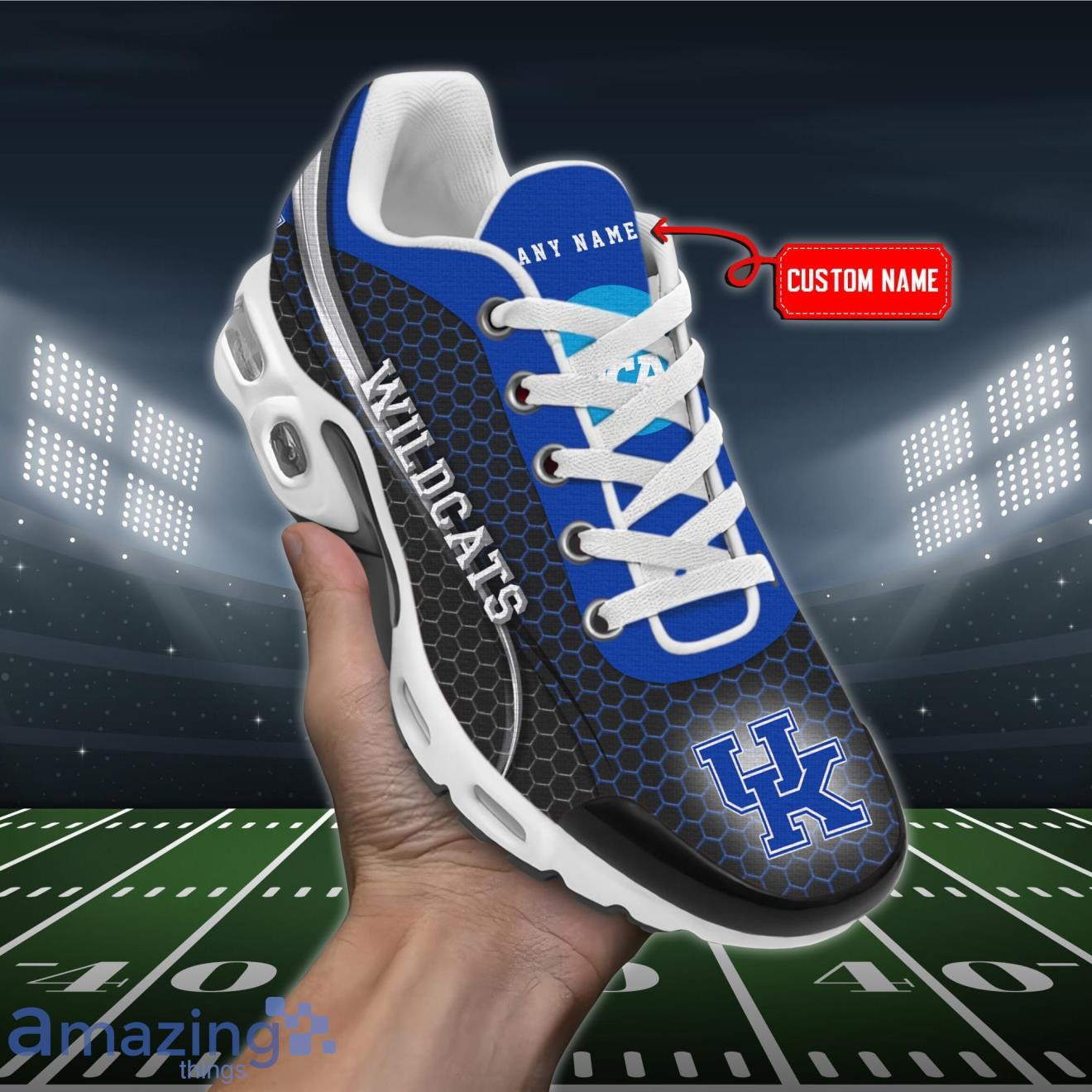 Personalized Kentucky Wildcats Team Logo Hexagon Pattern Team Color TN Air Max Shoes Air Cushion Sneakers