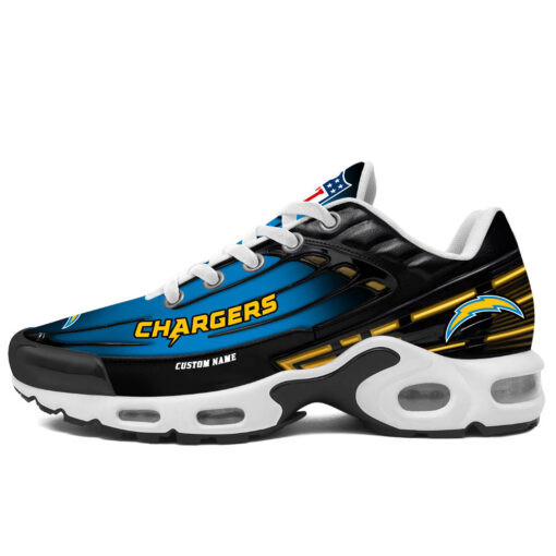 Personalized Los Angeles ChargersBlack And Team Color Stripes Black TN Air Max Shoes Air Cushion Sneakers