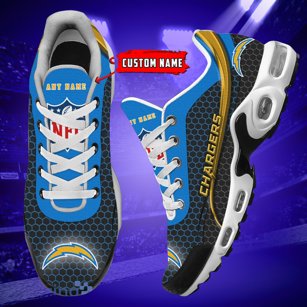Personalized Los Angeles ChargersTeam Logo Hexagon Pattern Team Color TN Air Max Shoes Air Cushion Sneakers