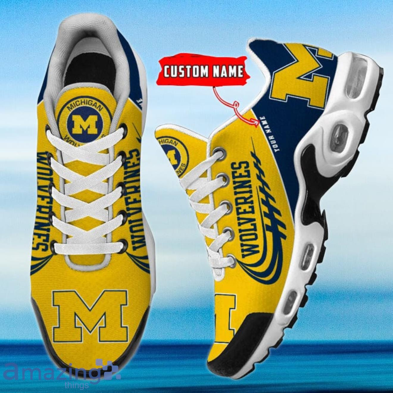 Personalized Michigan Wolverines Team Logo And Color TN Air Max Shoes Air Cushion Sneakers