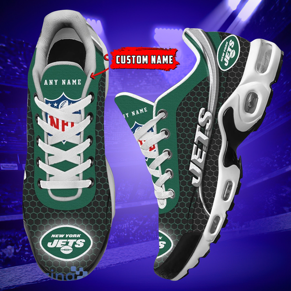 Personalized New York JetsTeam Logo Hexagon Pattern Team Color TN Air Max Shoes Air Cushion Sneakers