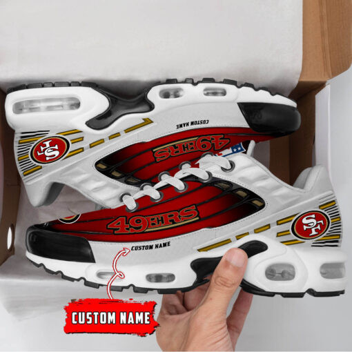 Personalized San Francisco 49ers Black And Team Color Stripes White TN Air Max Shoes Air Cushion Sneakers