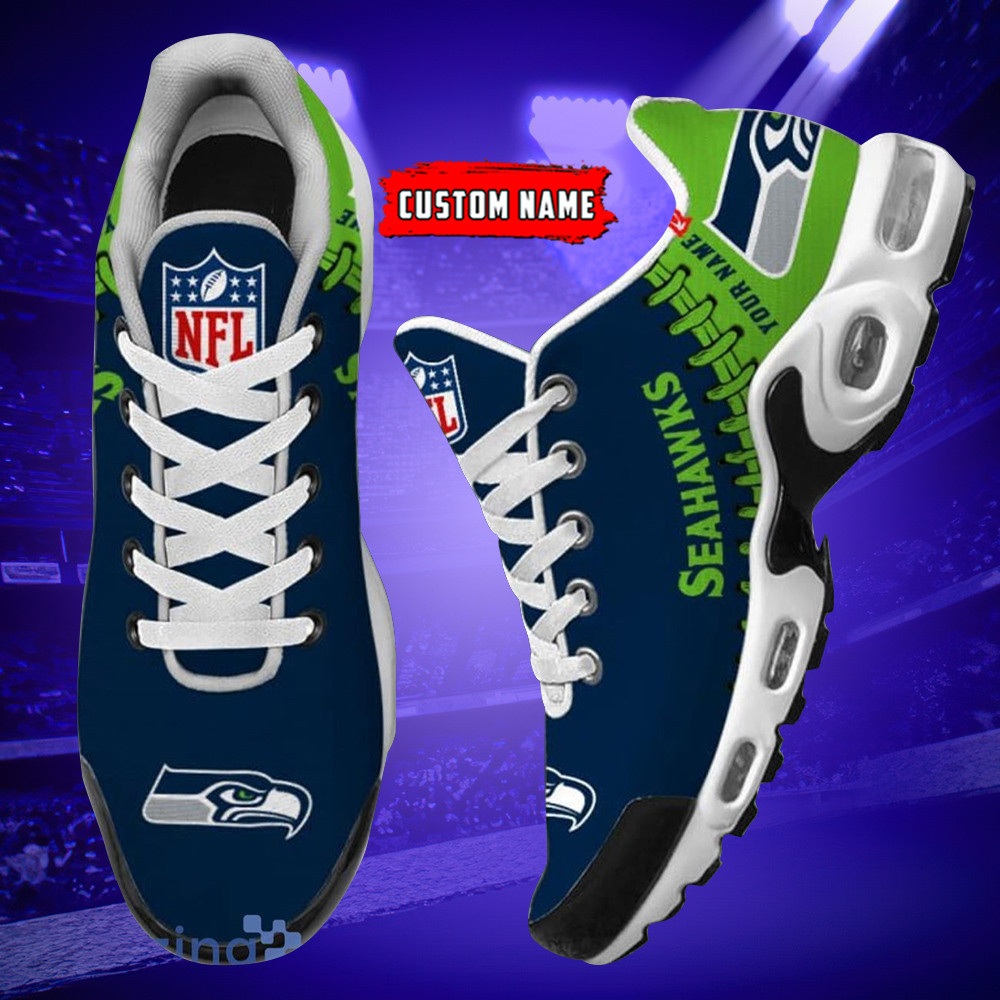 Personalized Seattle SeahawksTeam Logo Rugby Ball Pattern TN Air Max Shoes Air Cushion Sneakers