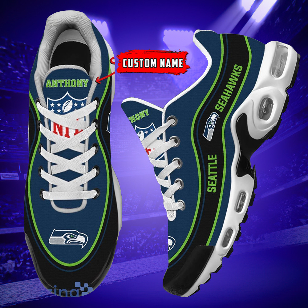 Personalized Seattle SeahawksTeam Logo Team Name On Black TN Air Max Shoes Air Cushion Sneakers