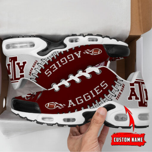 Personalized Texas A&M Aggies Team Logo Rugby Ball Pattern TN Shoes Air Cushion Sneakers