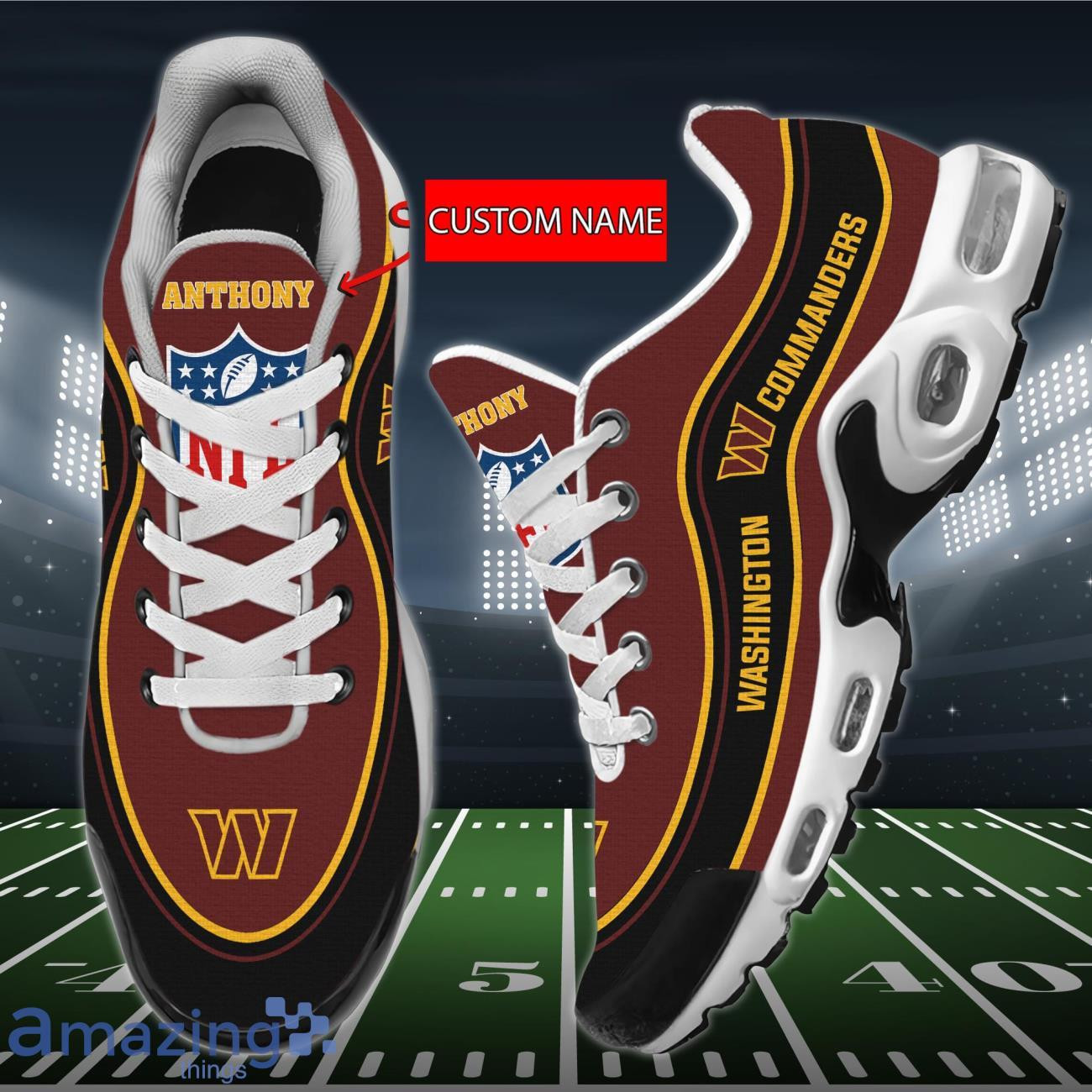 Personalized Washington Commanders Team Logo Team Name On Black TN Shoes Air Cushion Sneakers
