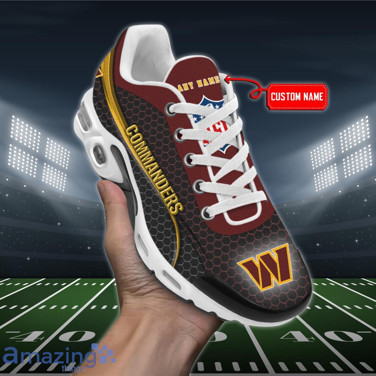 Personalized Washington CommandersTeam Logo Hexagon Pattern Team Color TN Air Max Shoes Air Cushion Sneakers