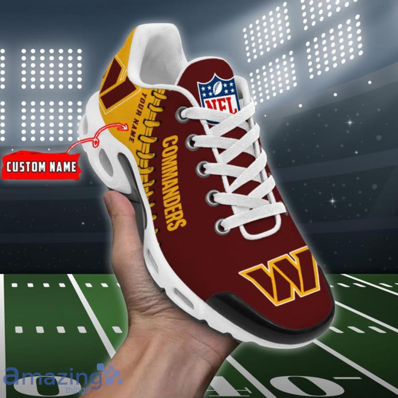 Personalized Washington CommandersTeam Logo Rugby Ball Pattern TN Air Max Shoes Air Cushion Sneakers