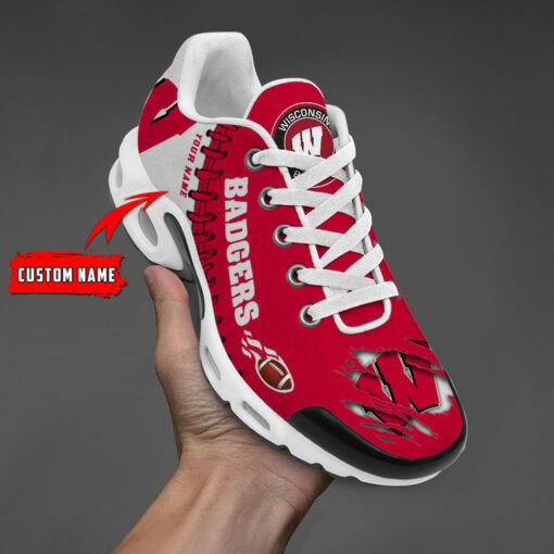 Personalized Wisconsin Badgers Team Logo Pattern TN Air Max Shoes Air Cushion Sneakers
