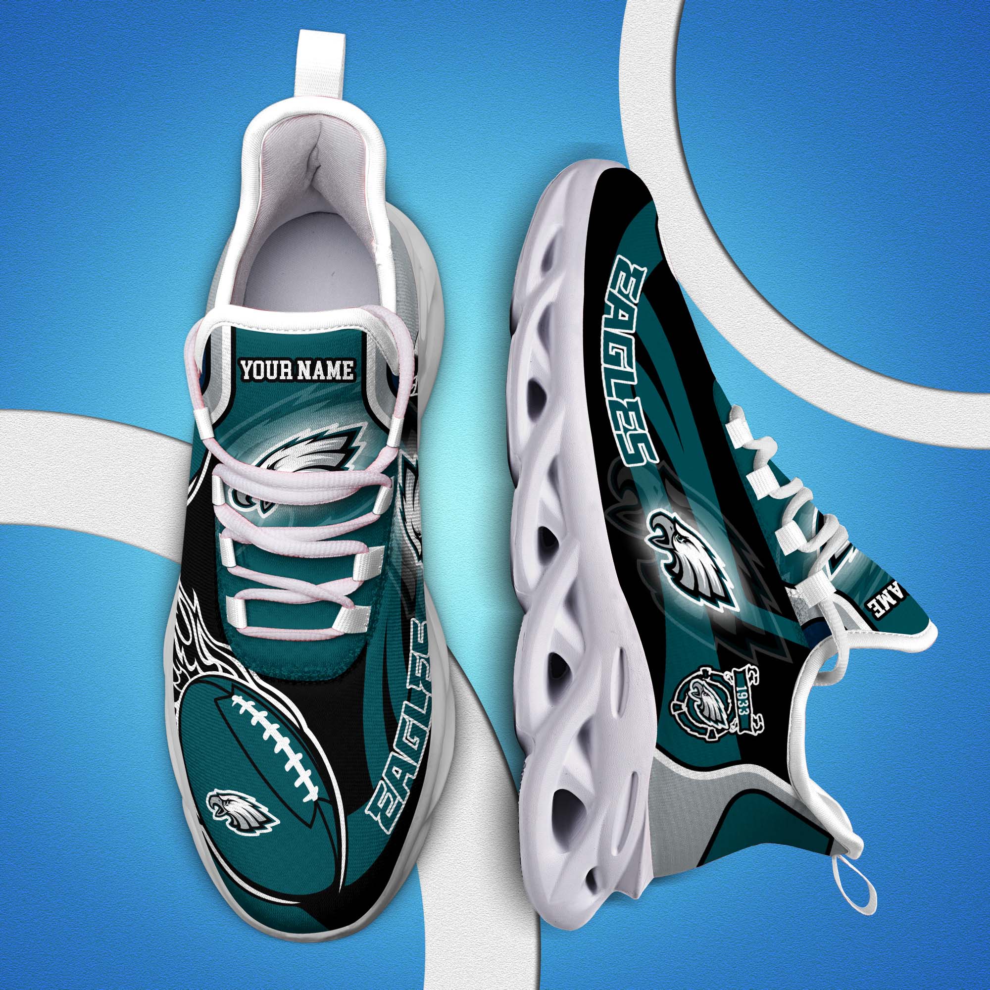 Philadelphia Eagles White C Sneakers 2025 Version Personalized Your Name 090