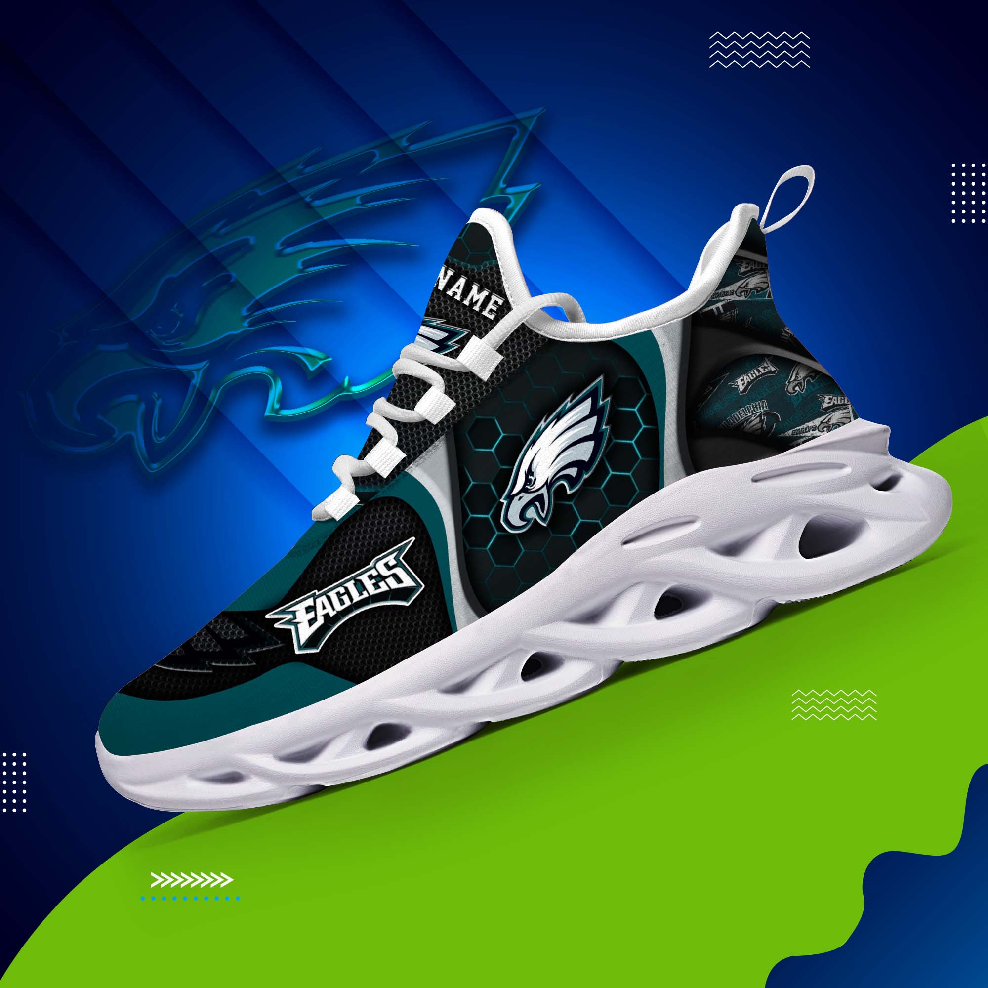 Philadelphia Eagles White C Sneakers 2025 Version Personalized Your Name 432