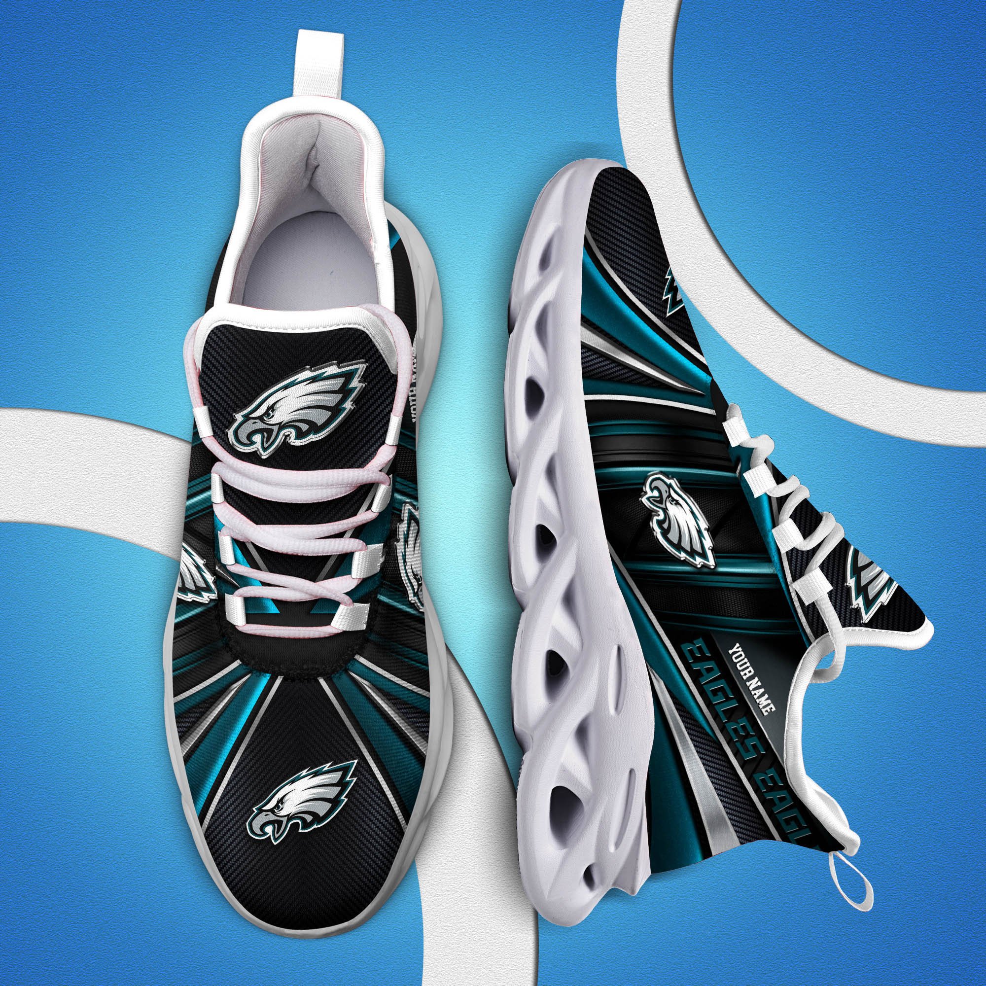 Philadelphia Eagles White C Sneakers 2025 Version Personalized Your Name, Sport Team Sneakers, Sport Gifts PH892