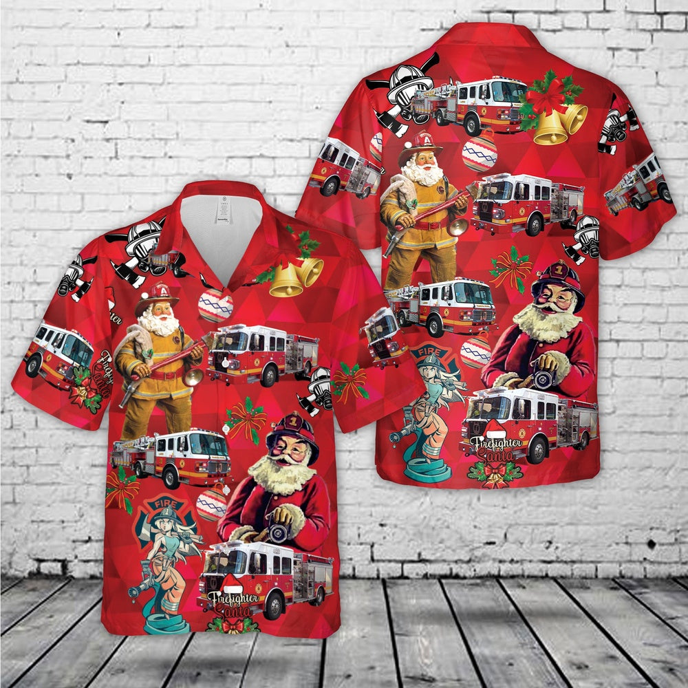 Philadelphia, Pennsylvania, Philadelphia Fire Department Engine 7 Ladder 10 Christmas Hawaiian Shirt, Xmas Hawaiian Shirts