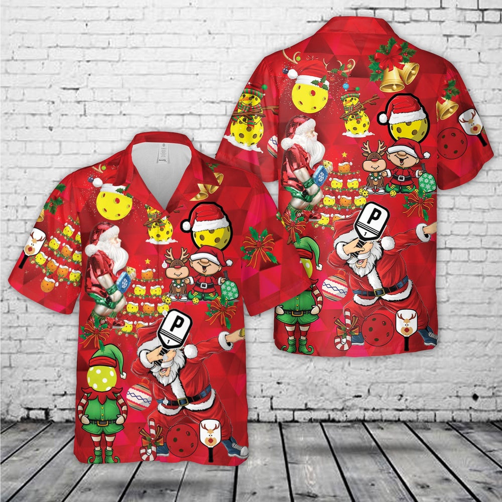 Pickleball Santa Christmas Hawaiian Shirt, Xmas Hawaiian Shirts, Christmas Aloha Shirts