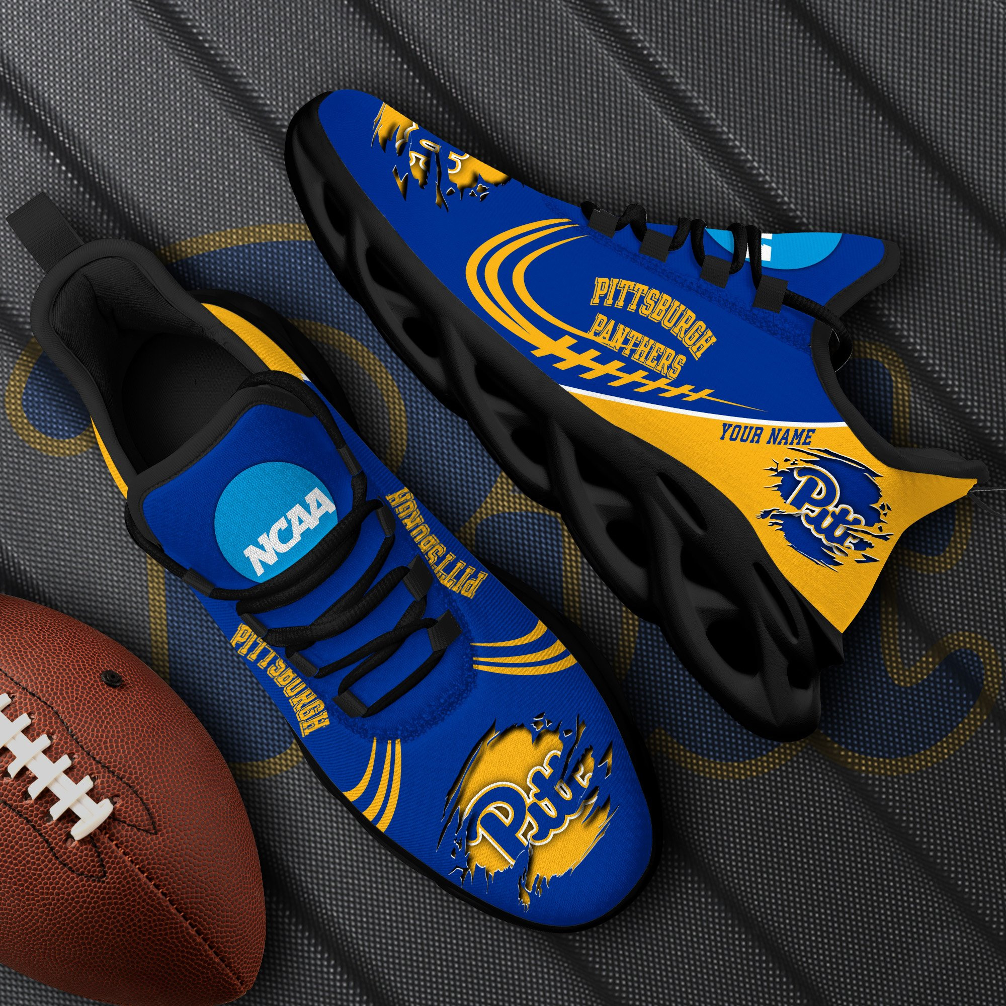 Pittsburgh Panthers Black Max Soul Shoes 2025 Versions Custom Name 016