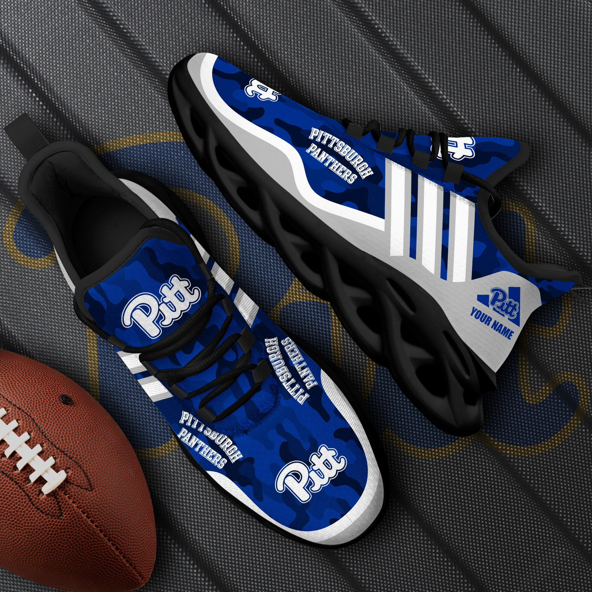 Pittsburgh Panthers Black Max Soul Shoes 2025 Versions Custom Name 466