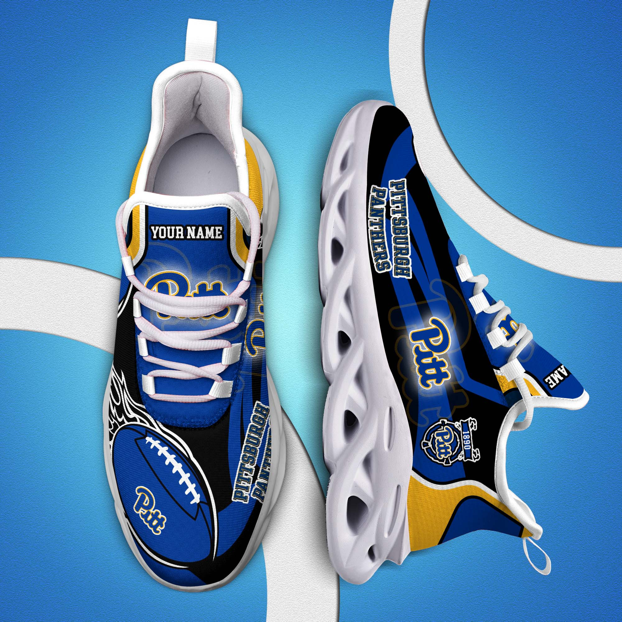 Pittsburgh Panthers White C Sneakers 2025 Version Personalized Your Name 090