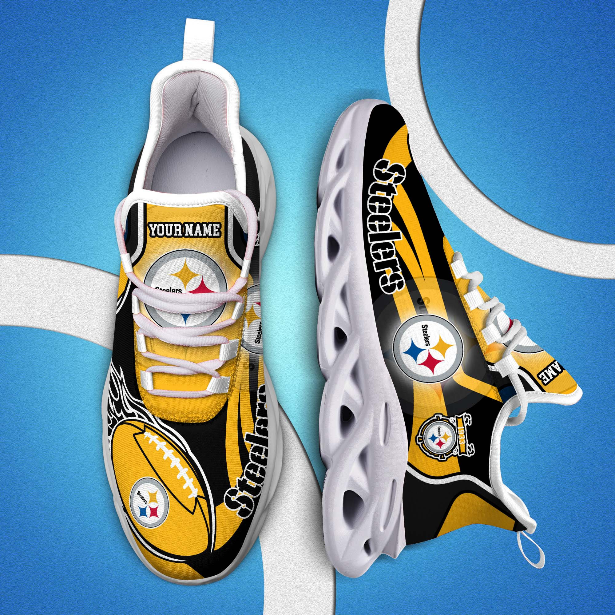 Pittsburgh Steelers White C Sneakers 2025 Version Personalized Your Name 090