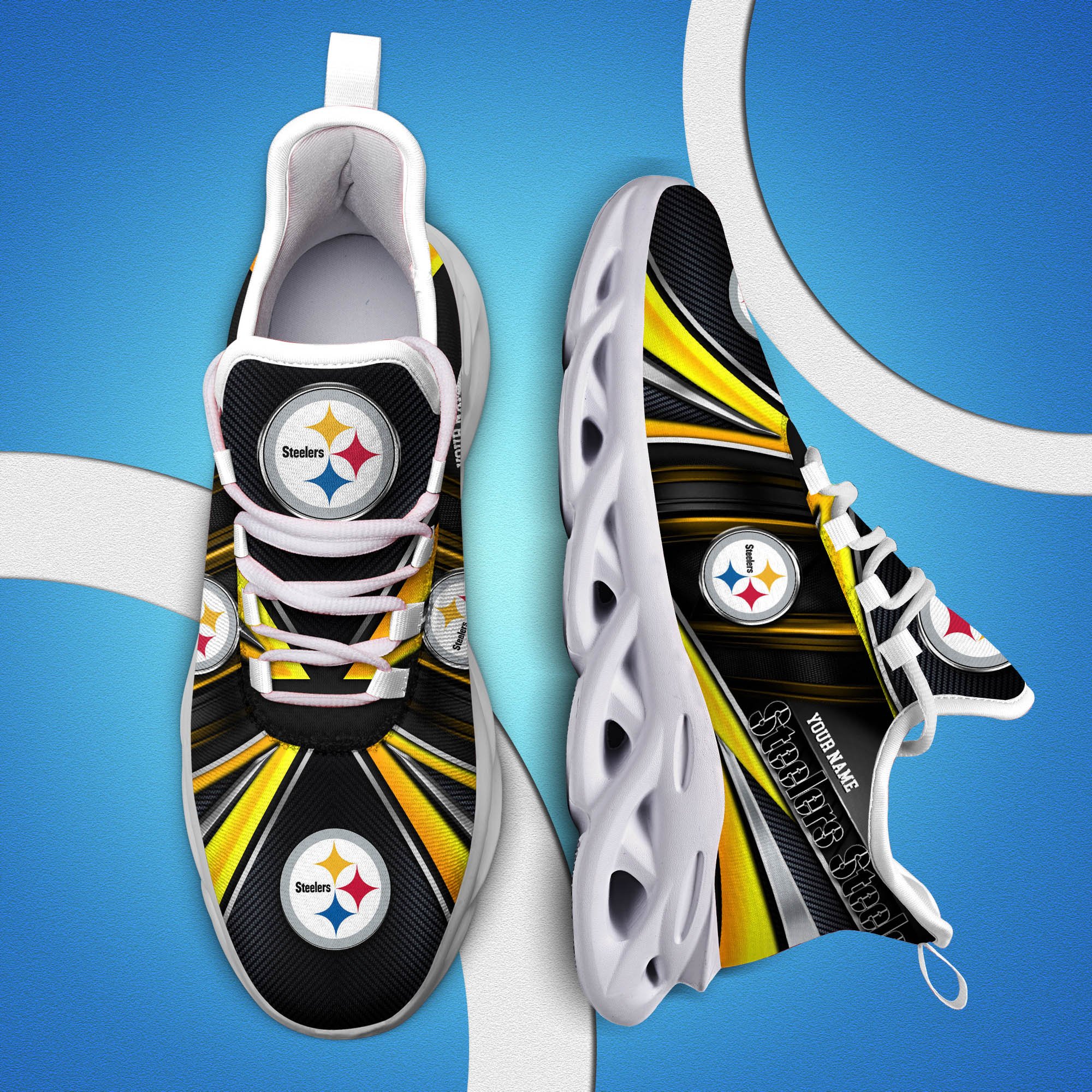 Pittsburgh Steelers White C Sneakers 2025 Version Personalized Your Name, Sport Team Sneakers, Sport Gifts PH892