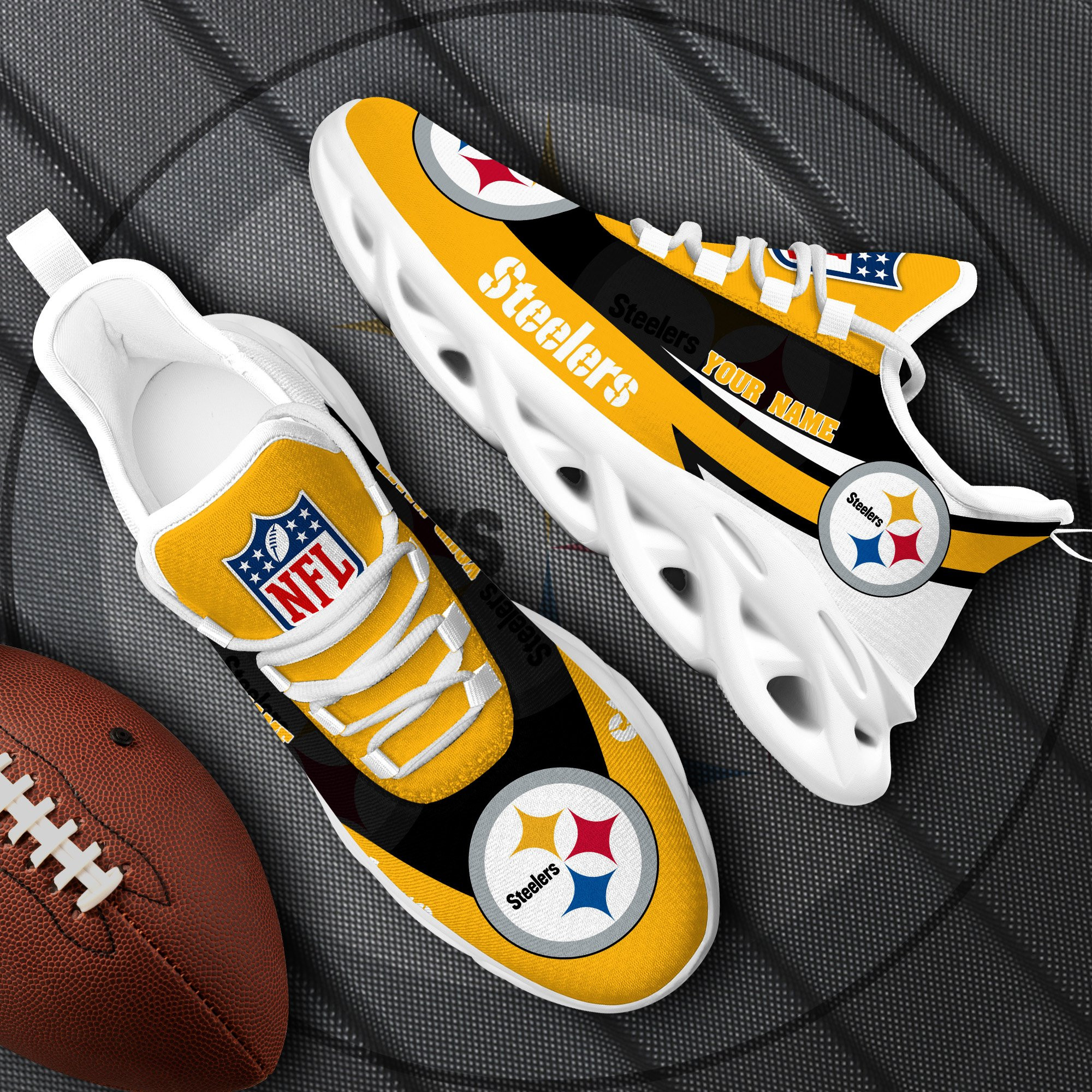 Pittsburgh Steelers White Max Soul Shoes 2025 Versions Custom Your Name, Sports Gift For Fan, Sport Gifts PH410