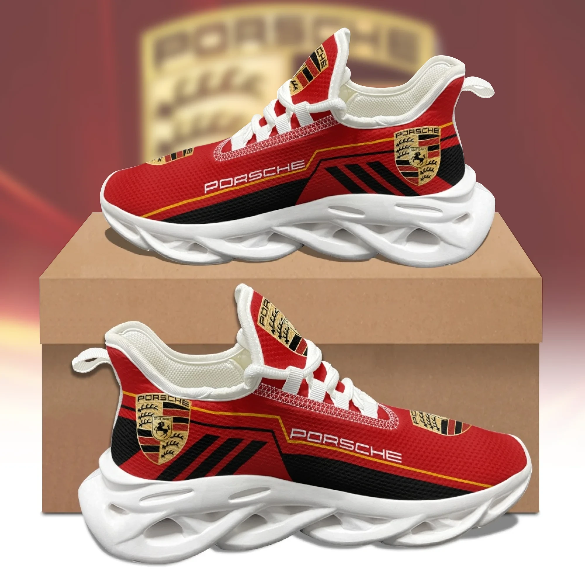 Porsche Red Black Chunky Custom Sneaker