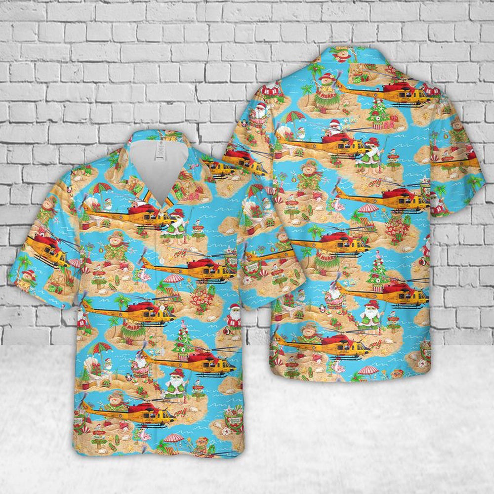 RCAF Bell CH-146 Griffon SAR Christmas Hawaiian Shirt, Xmas Hawaiian Shirts, Christmas Aloha Shirts