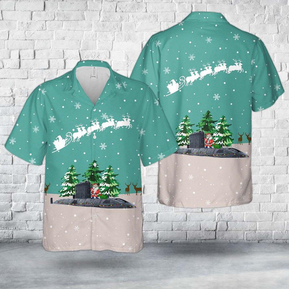 RCN Victoria class Diesel-electric Submarine Christmas Hawaiian Shirt, Xmas Hawaiian Shirts, Christmas Aloha Shirts