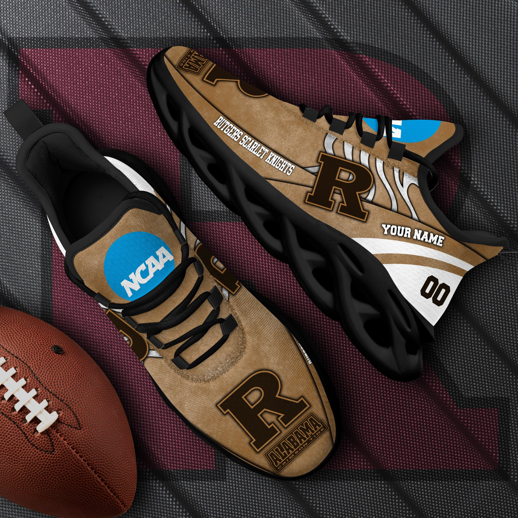 Rutgers Scarlet Knights Black Max Soul Shoes 2025 Versions Custom Your Name And Number 312
