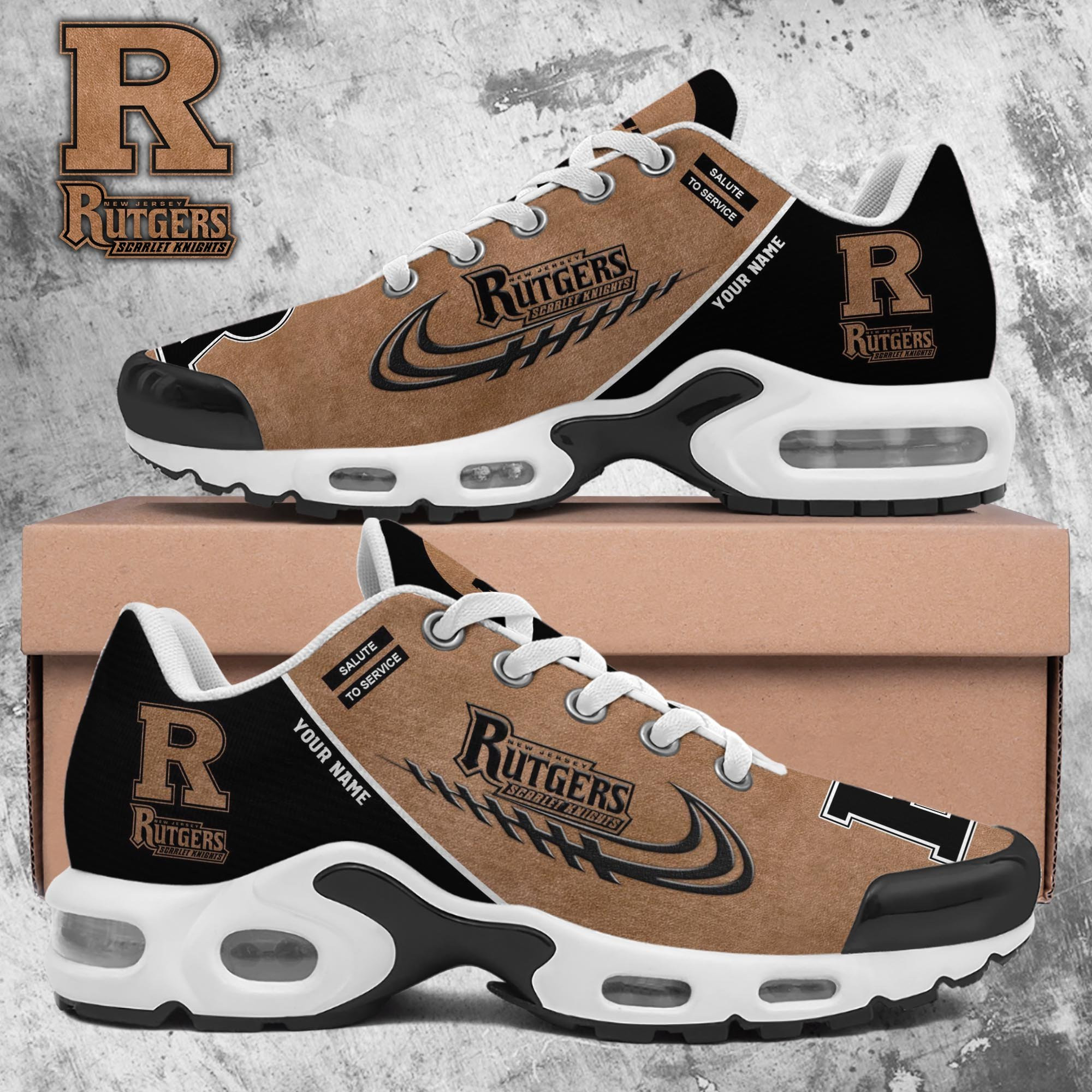Rutgers Scarlet Knights TN Shoes 2025 Version Custom Name, Shoes For Football Fans, Fan Gifts PH637