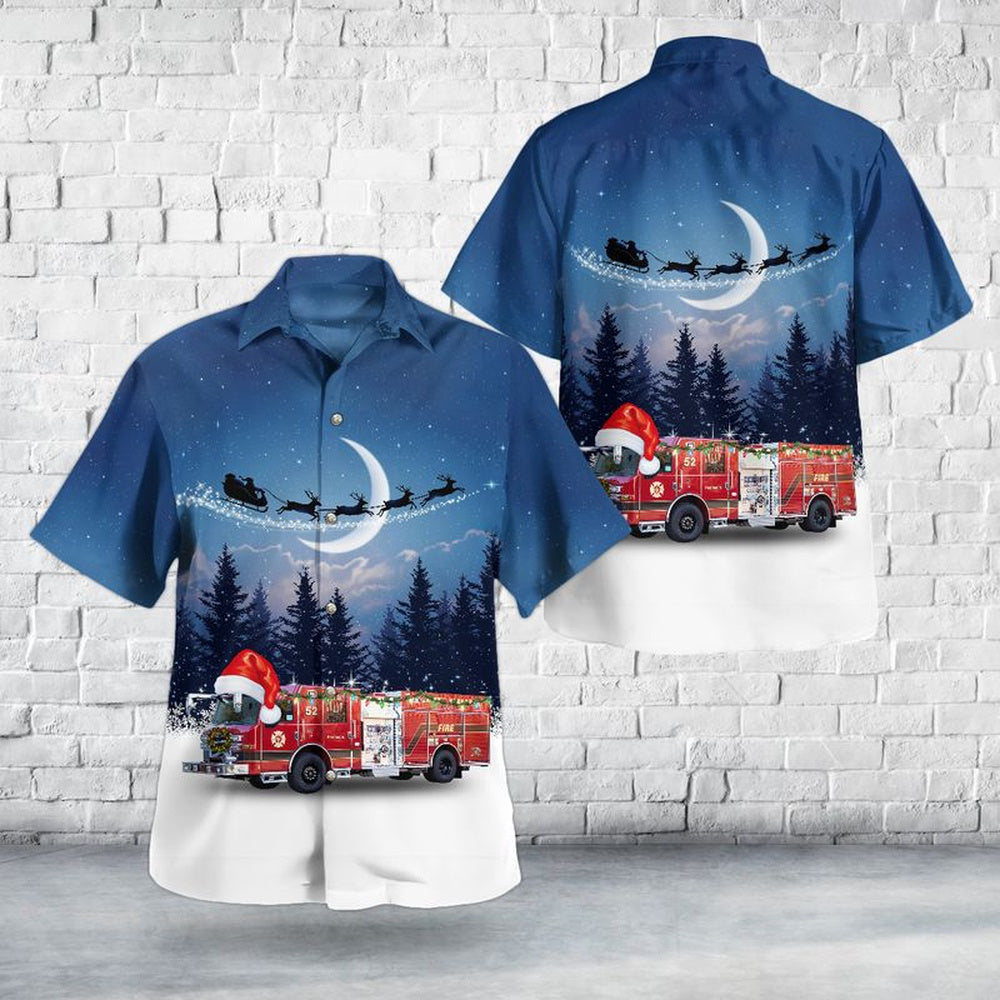 Safety Harbor, Florida, Safety Harbor Fire Department Christmas Hawaiian Shirt, Xmas Hawaiian Shirts, Christmas Aloha Shirts