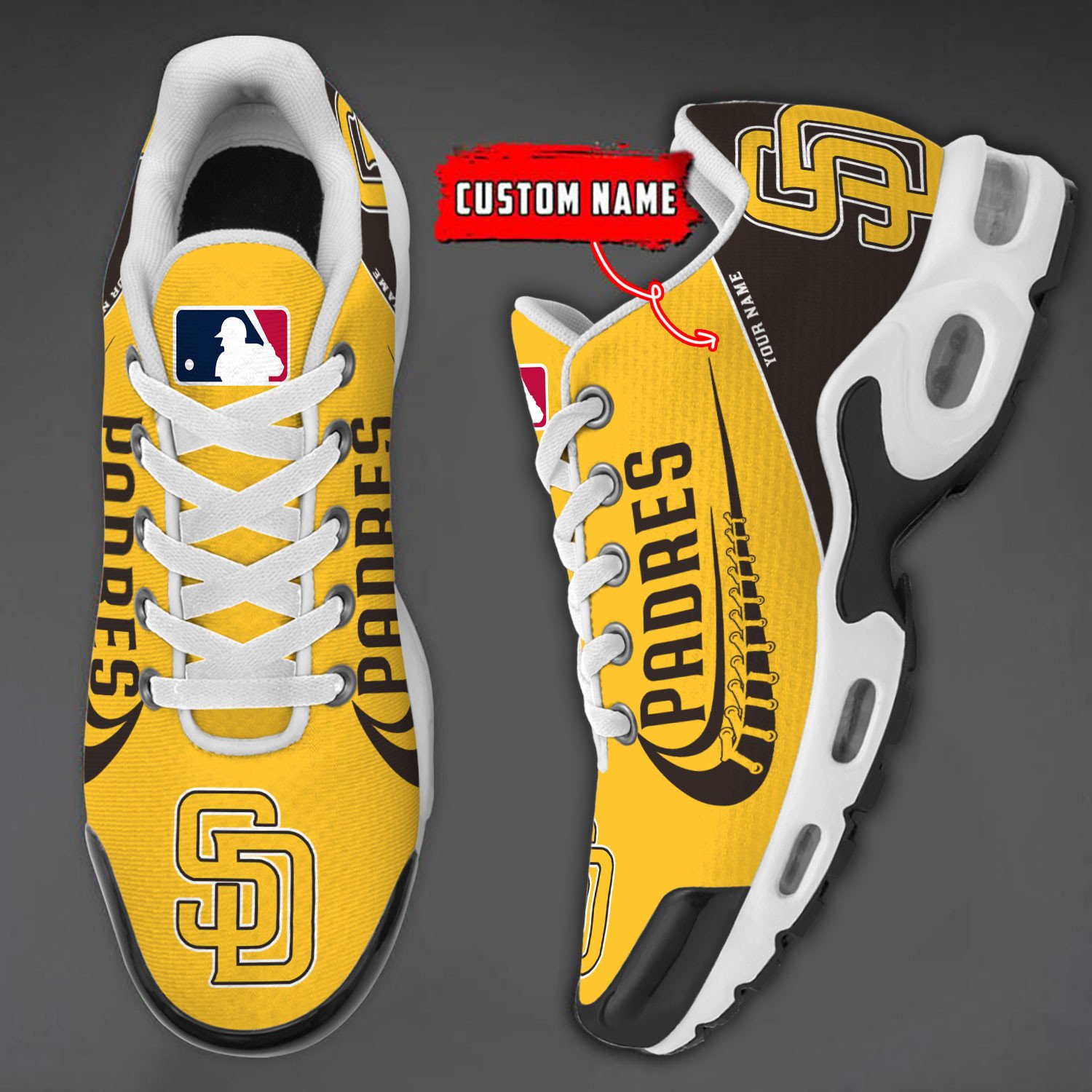 San Diego Padres Team Logo Baseball God Wings Air Max Shoes Sneaker