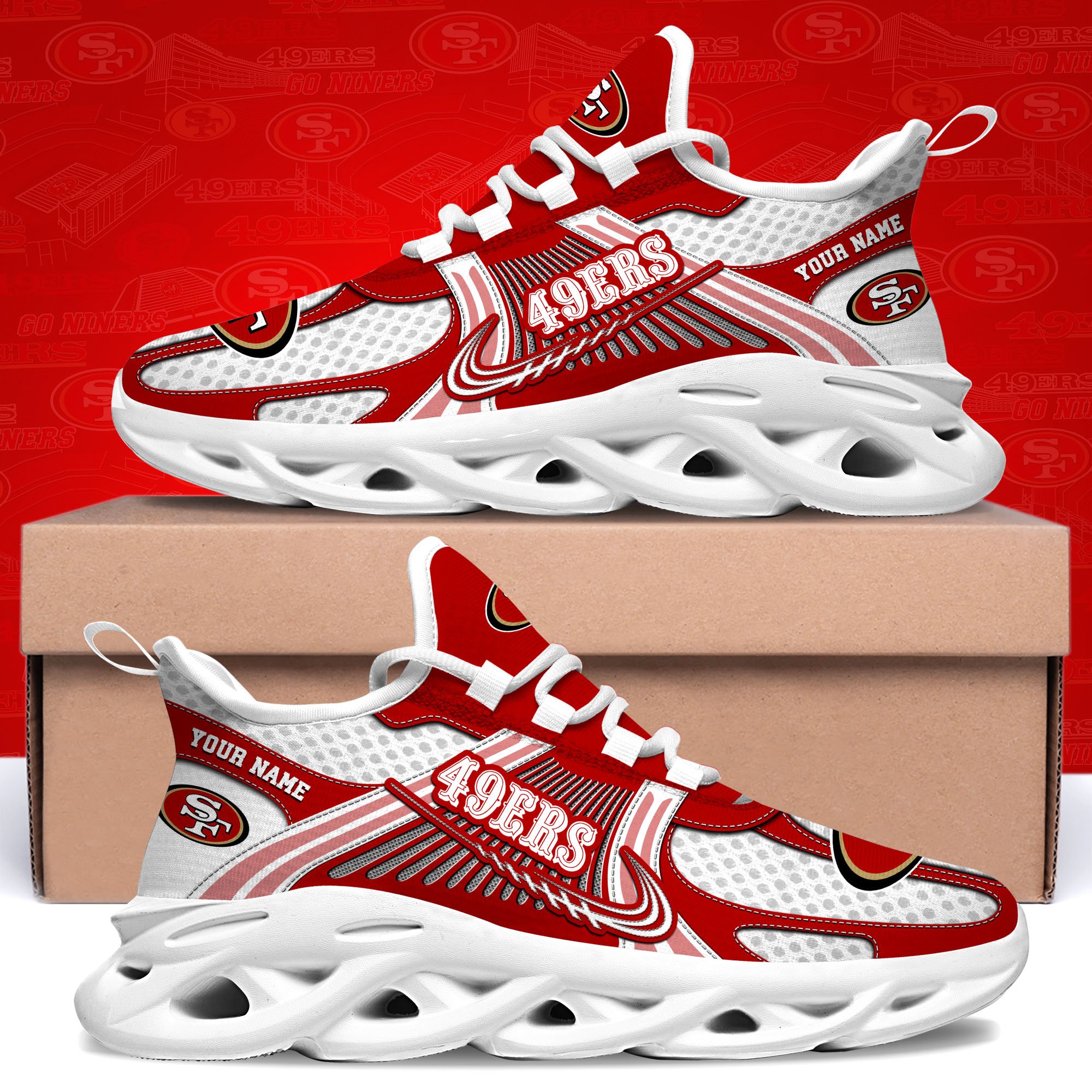 San Francisco 49Ers Clunky Sneakers Custom Your Name, Sport Sneakers For Fans, Gifts For Sport Lovers, Gift For Dad