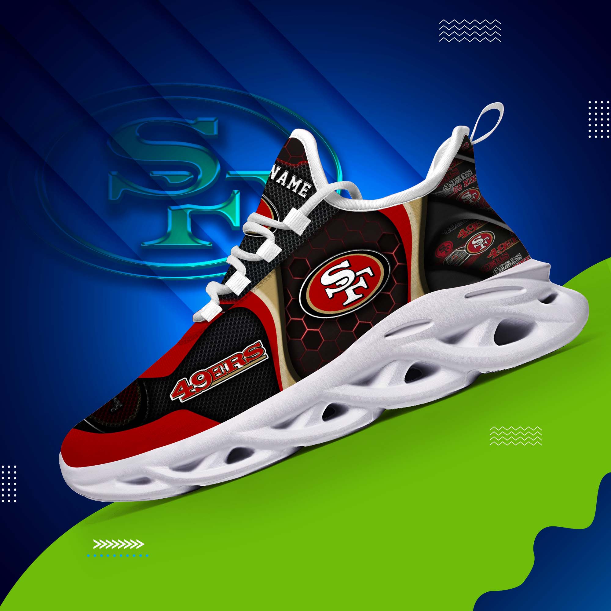 San Francisco 49Ers White C Sneakers 2025 Version Personalized Your Name 432